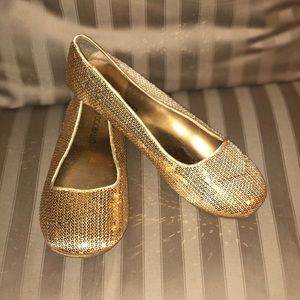 Gold Sequined Flats - Size 7.5